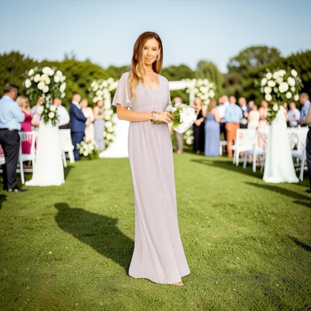 NWT Show Me Your MuMu Emily‎ Empire Maxi Dress Dove Grey Wedding Bridesmaid